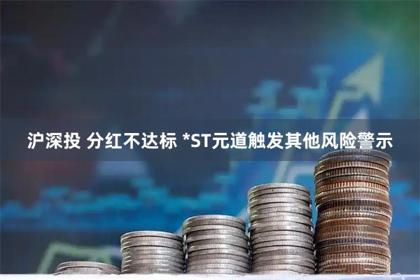 沪深投 分红不达标 *ST元道触发其他风险警示